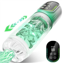 (Vert) Masturbateur masculin automatique LCD 4 en 1, ventouse, succion, langue, pompe à pénis