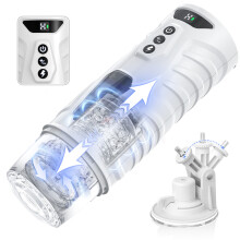 (FJB117-WH-ZJ) Masturbateur automatique pour homme, 7 modes de poussée, masturbateur rotatif, tasse