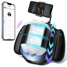(Noir) Masturbateur masculin automatique à poignée vibrante télescopique, jouet sexuel pour adulte,