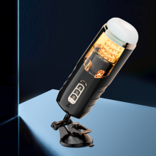 (Noir) Machines de sexe de fellation, tasse de masturbation masculine télescopique, ventouse, chatte