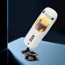 (Blanc) Machines de sexe de fellation, tasse de masturbation masculine télescopique, ventouse, chatte