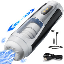 (GRIS) Masturbateur télescopique rotatif pour homme, masturbateur vaginal, fellation, jouets sexuels