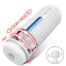(FJB25-WH) Masturbateur masculin automatique télescopique vibrant, tasse de masturbation, simulation