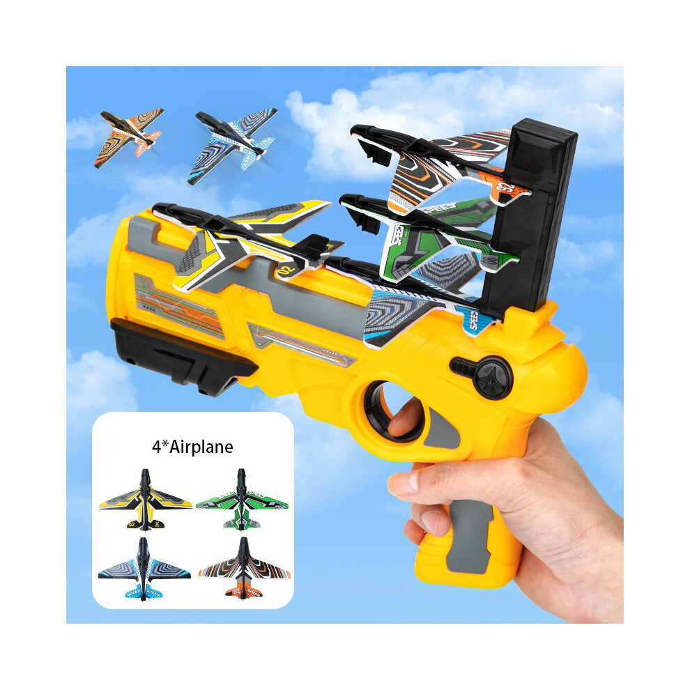 (Yellow) Nerf Gun Toy Foam Airplane Launcher Toys For Boys Kids Air Battle Outdoor Sports Yellow