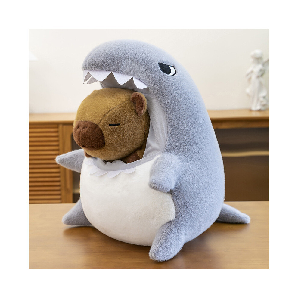 (Blue, 30cm) Dressup Capybara Shark Cartoon Plush Doll Kids Birthday Gift Decoration Home-image-OPC-PGXCDYX-NEW