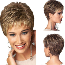 Ladies Curly Women Short Brown Golden Hair Fashion Cosplay Full Wavy Wigs