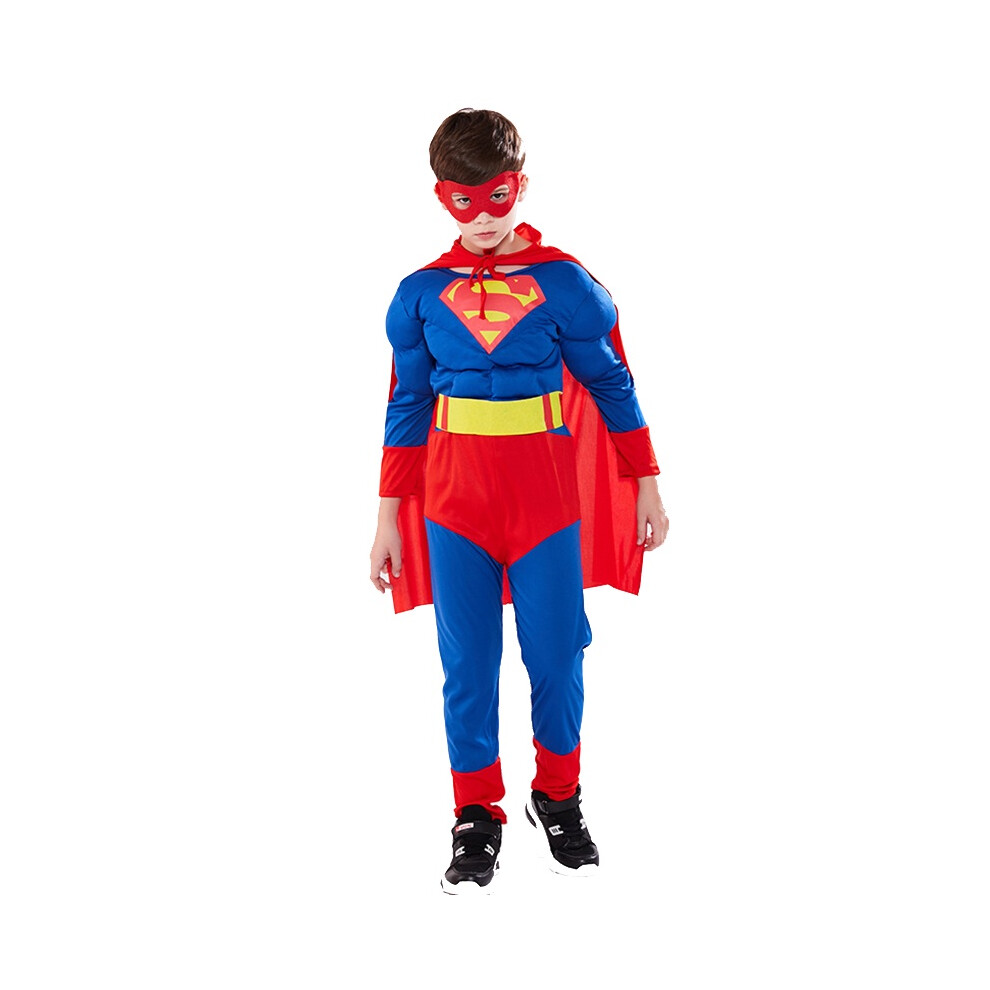 (Kids M) Christopher Superman Reeve Muscle Jumpsuit Costume Cosplay Halloween Not,Specified