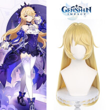Fischl Impact Genshin Cosplay Wig Long Straight Blond Hair Props Girl Carnival