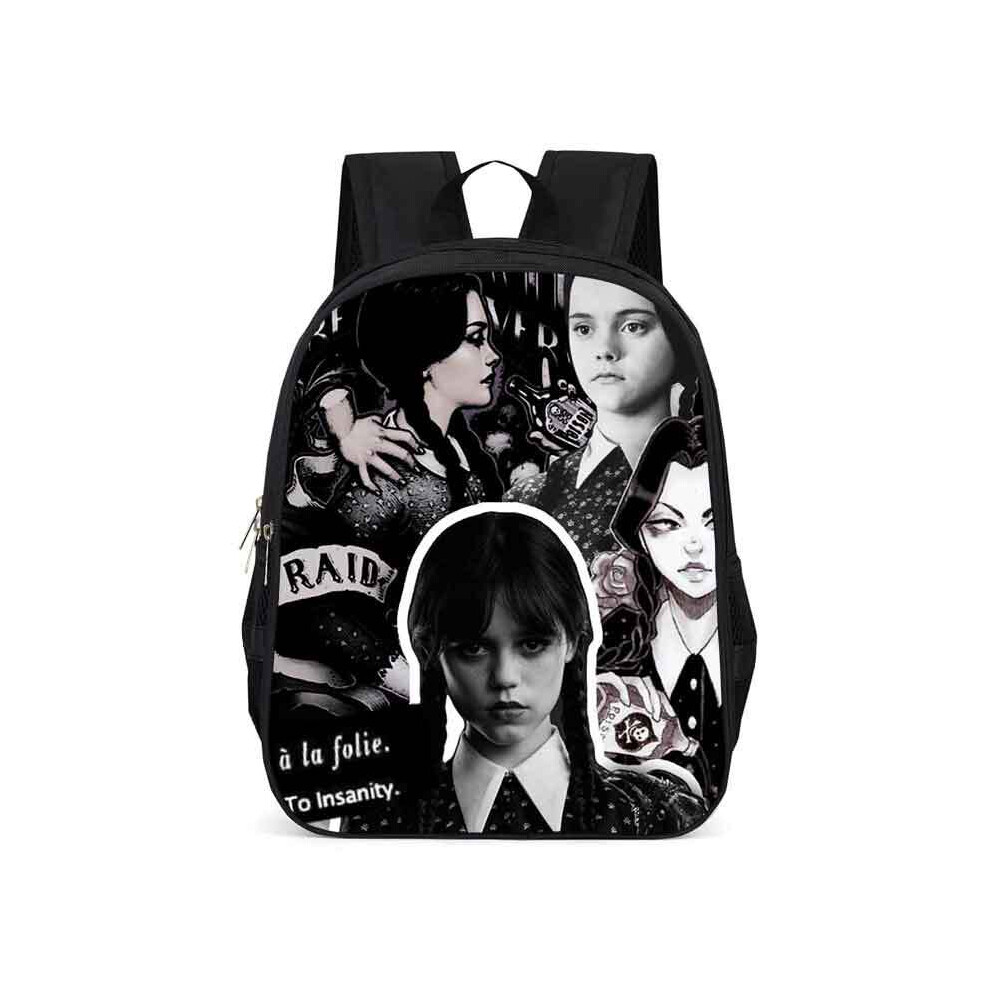(Black) The Wednesday Adams Family Backpack Large Capacity Schoolbag Travel Bag Gift Kid