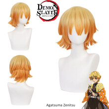 Slayer Demon Agatsuma Zenitsu Cosplay Wig Yellow Short Hair Party Fancy Dress