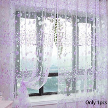 (Purple, 100*270cm) Voile 10679in Floral Curtains Print Window Home Decoration Rod Type Multicolor