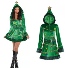 (XXL) Tree Women Christmas Dress Hat Belt Outfit Long Sleeve Cosplay Costume Gift Xmas
