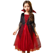 (L) Wicked Kids Halloween Vampire Cosplay Costume Red Tulle Skirt Fancy Party Dress