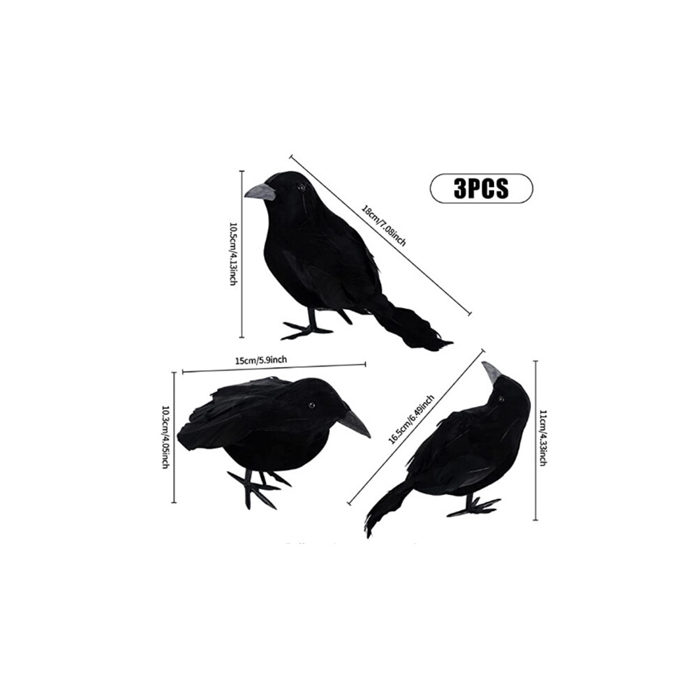 (3pcs) 136pcs Simulation Black Crow Model Halloween Hunting Decor Party Decor Bird-image-OPC-PGXD7K6-NEW