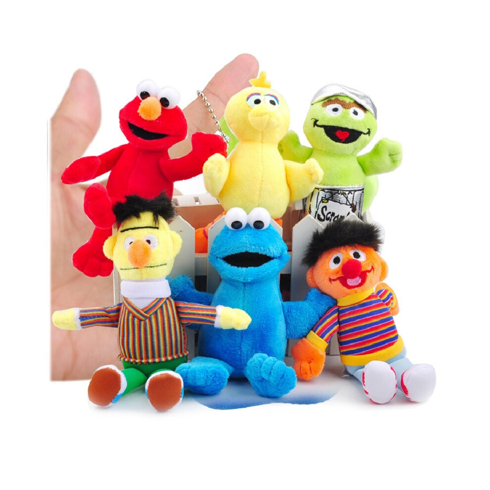 6pcs Street Sesame Cookie Monster Elmo Big Bird Bert Ernie Plush Doll Kids Toy