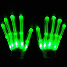 (Green) Electro Led Finger Flashing Gloves Light Up Christmas Dance Party Fun Rave