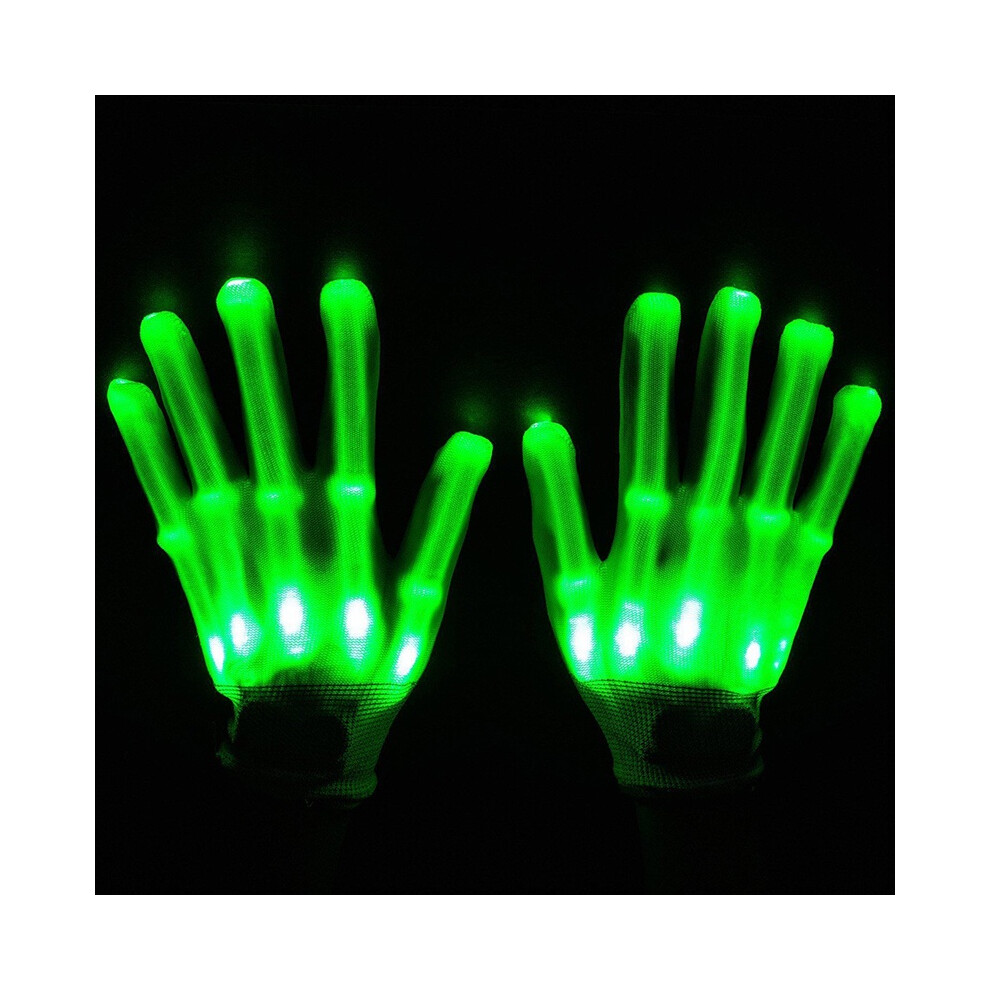 (Green) Electro Led Finger Flashing Gloves Light Up Christmas Dance Party Fun Rave Green