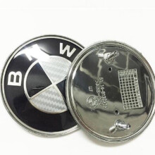 BMW Real Carbon Fiber 74mm Hood Emblem - Black & Silver Trunk Badge, Fits Most BMW Models
