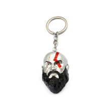 (Keychain) War God Of 4 Kratos 3d Head Keychain Leviathan Axe Key Chain Ring Jewelry Metal