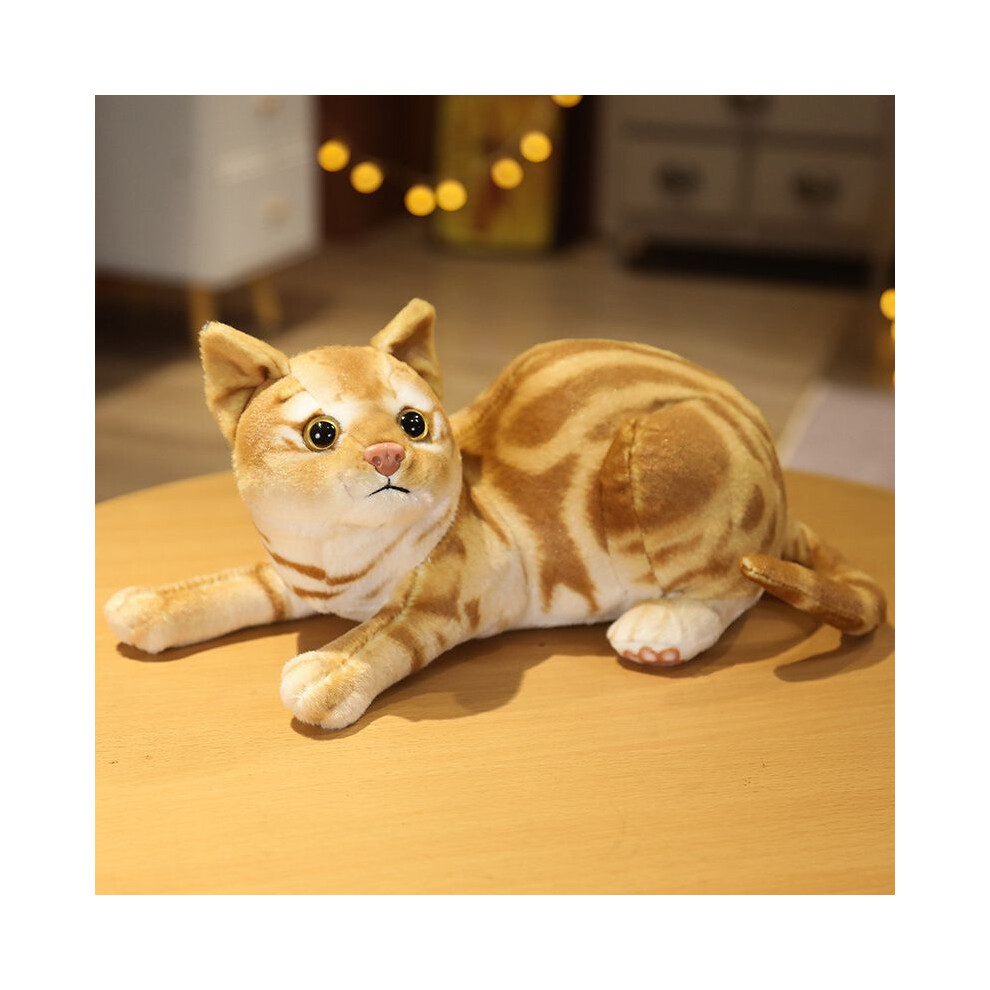 (Yellow Lie) Cat Stuffed Simulation Plush Toy Pet Cat Doll Home Decoration Gift Ornament-image-OPC-PGXDK7X-NEW