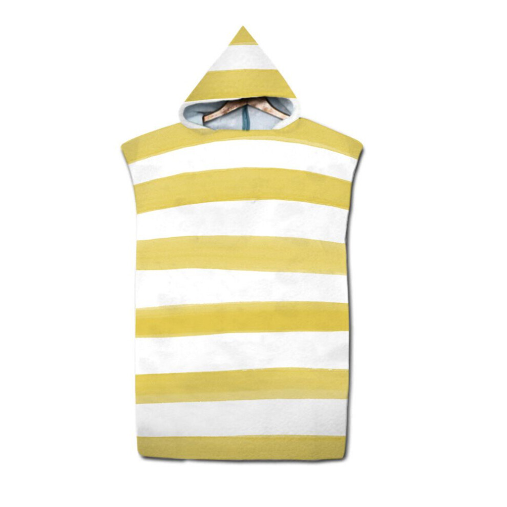 (Yellow, 75*65CM) Striped Towel Bath Cape Dressing Robe Quick Drying Bathrobe Hooded Swimming-image-OPC-PGXDK96-NEW
