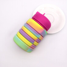 (Pink, 240ML-500ML) Water Smiggle Folding Bottle Portable Leak Proof With Mountaineering Buckle