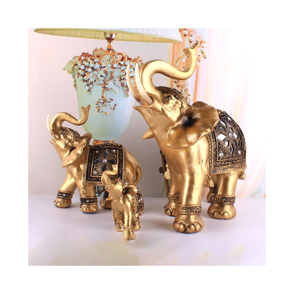 (Medium) Stuff Delicate Resin Golden Fortune Elephants Ornaments Home Office Decoration-image-OPC-PGXDPFV-NEW