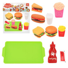 (Green) Play Food Pretend Kids Toys Set House Sandwich French Fries Burger Simulation