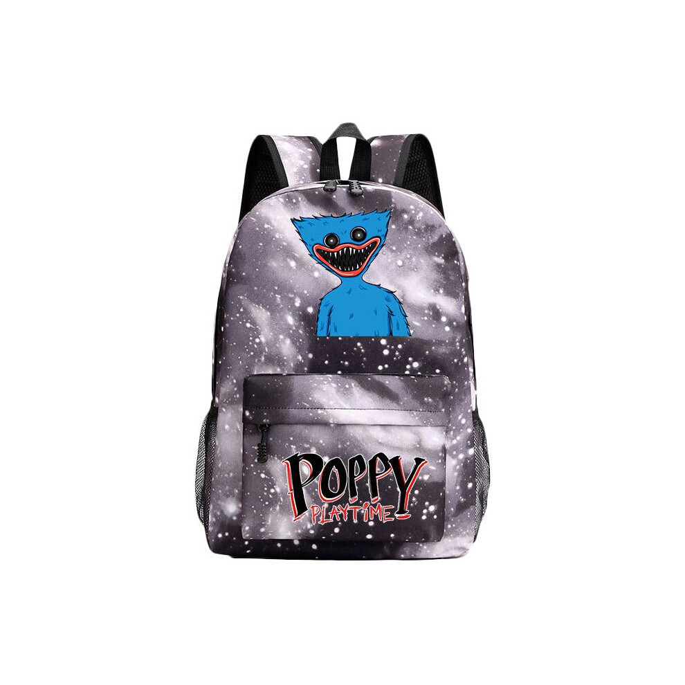 (Starry Sky ) Poppy Huggy Playtime Wuggy Cartoon Pattern Backpack Schoolbag Bag Travel Unisex Black