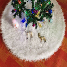 (122cm/48.03in) White Christmas Tree Skirt Base Faux Fur Xmas Floor Mat Decoration Ornament