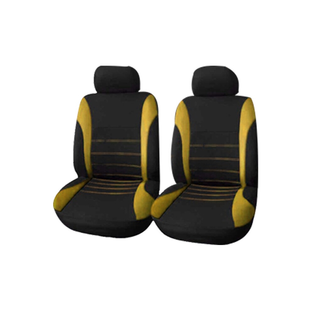 (Yellow) Car Seat Universal Covers Front Head Rests Full Set Auto Seat 7 Cover Colour