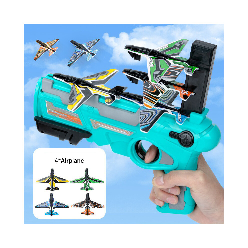 (Blue) Toy Nerf Gun Foam Airplane Launcher Toys For Boys Kids Air Outdoor Battle Sports Blue