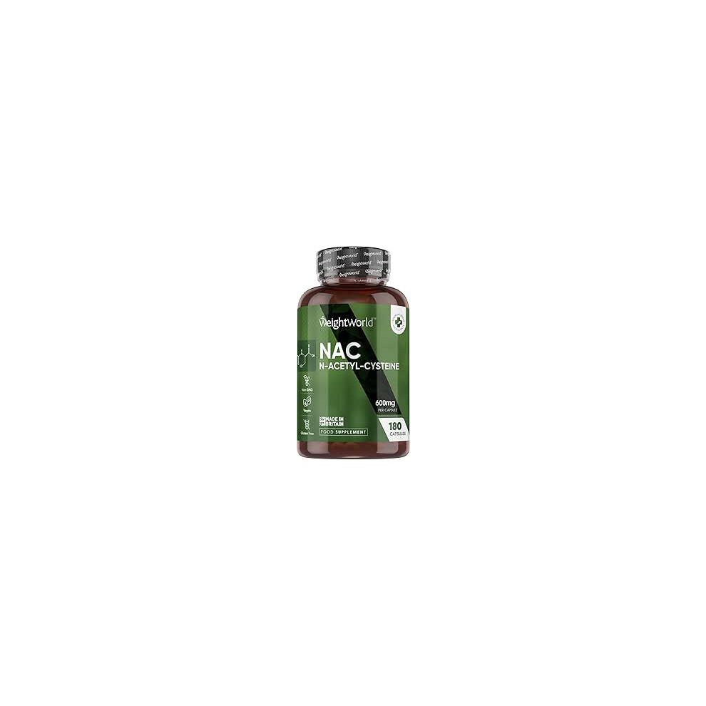 Weightworld Nac N-Acetyl-Cysteine 600Mg - 180 Vegan Capsules - 6 Month Supply - Precursor To Glutathione - Uk Made
