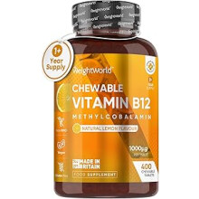 Vitamin B12 High Strength 1000mcg - 400 Chewable Vegan Tablets - 1+ Year Supply - Sugar-Free Methylcobalamin
