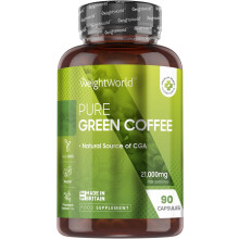 Pure Green Coffee Capsules 21,000mg per Serving - 90 Vegan Unroasted Capsules - Natural Chlorogenic Acid