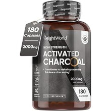 Activated Charcoal Capsules 2000mg - 180 Vegan Capsules - Natural Digestion Supplement for Gut Health