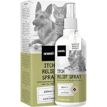 Itchy Skin Relief Spray for Cats & Dogs with Aloe Vera, Tea Tree & Castor Oil - Natural, Lick Safe Anti-Itch for Allergies & Hot Spots - 250ml