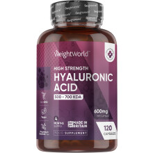 Hyaluronic Acid 600mg Vegan Capsules - 120 Caps (4-Month Supply) Sodium Hyaluronate 500-700 kDa, Non-GMO, Gluten-Free