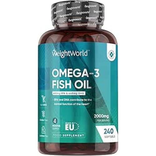 Omega 3 Fish Oil 2000mg - 240 Softgels - 4 Month Supply - 660mg EPA & 440mg DHA