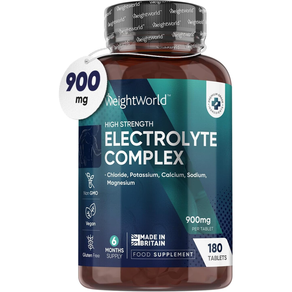 Weightworld Electrolyte Tablets - 180 Vegan Tablets - 6 Month Supply - With Sodium, Magnesium, Chloride, Calcium & Potassium