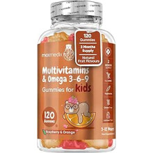 Multivitamin for Kids - 120 Natural Raspberry & Orange Flavoured Chewable Gummies - Low Sugar - 2 Month Supply