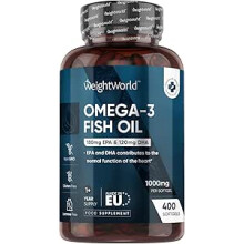 Omega 3 1000mg Fish Oil Softgels - 400 Softgels - EPA 180mg & DHA 120mg - Heart, Brain & Vision Support - Cod Liver Oil Alternative