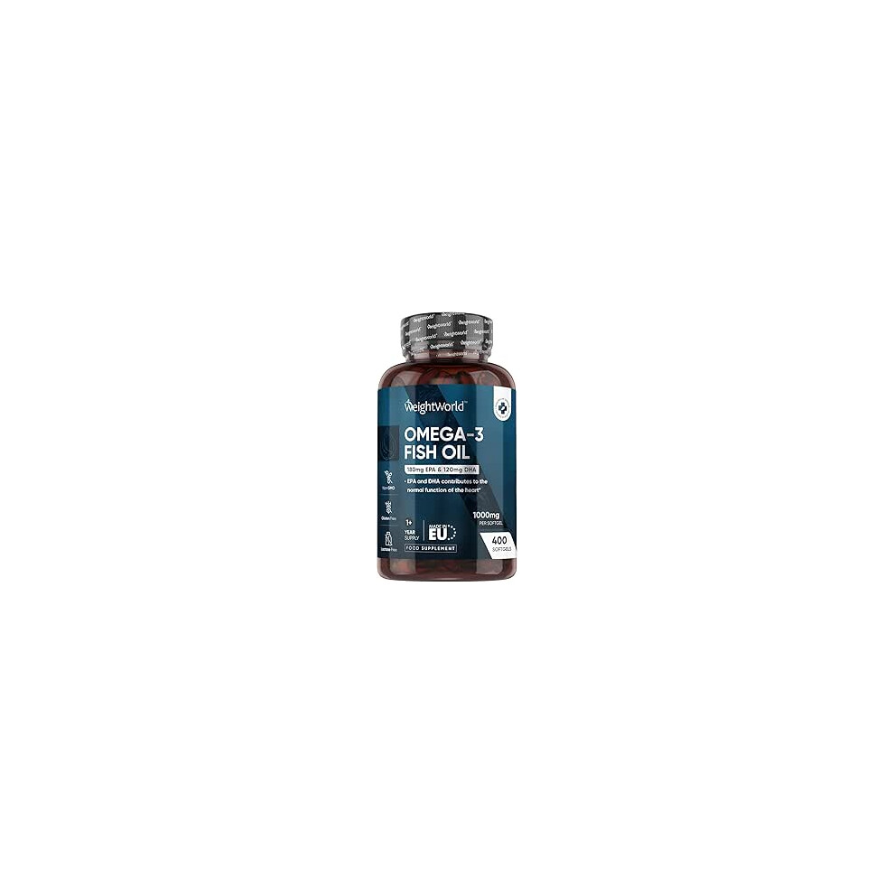 Weightworld Omega 3 1000Mg Fish Oil Softgels - 400 Softgels - Epa 180Mg & Dha 120Mg - Heart, Brain & Vision Support - Cod Liver Oil Alternative
