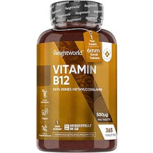 Vitamin B12 500mcg - 365 Vegan Tablets - 1 Year Supply - Pure Methylcobalamin - UK Made