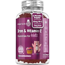 Iron & Vitamin C Gummies for Kids - 120 Vegan Gummies - 4 Month Supply - Mixed Berry Flavour