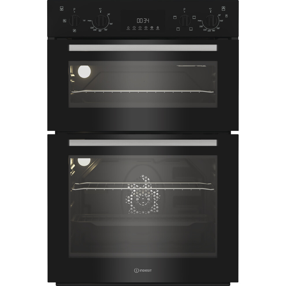 Indesit Built In Electric Double Oven - Black - A/A Rated