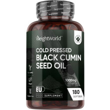 Black Seed Oil Capsules 1000mg - 180 Softgels - 6 Month Supply - Cold Pressed Black Cumin Seed Oil