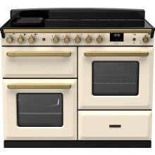 Rangemaster Estel Deluxe 110cm Electric Range Cooker with Induction Hob - Cream / Antique Brass - A Rated