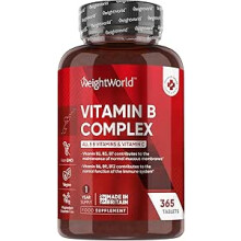 Vitamin B Complex - 365 Vegan Tablets - 1 Year Supply - B1, B2, B3, B5, B6, B7, B9, B12 & C - UK Made