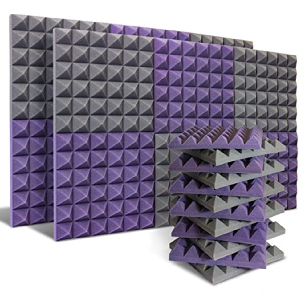 24 Pack Acoustic Panels,Sound Proof Foam Panels,Studio Soundproofing Wedges,Wall Reduce Noise Foam,For Music Studio,Etc 4851815539904